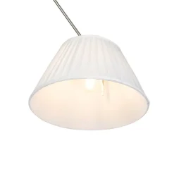 QAZQA Pendelleuchten|Wohnzimmerlampen*Hängelampe mit plissiertem Schirm creme 35 cm - Blitz I Stahl