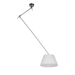 QAZQA Pendelleuchten|Wohnzimmerlampen*Hängelampe mit plissiertem Schirm creme 35 cm - Blitz I Stahl