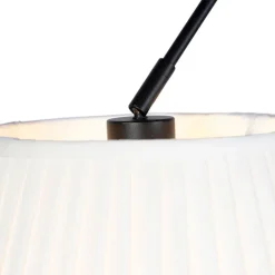 QAZQA Pendelleuchten|Wohnzimmerlampen*Hängelampe mit plissierten Schatten Creme 35 cm - Blitz II schwarz