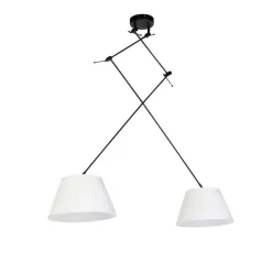 QAZQA Pendelleuchten|Wohnzimmerlampen*Hängelampe mit plissierten Schatten Creme 35 cm - Blitz II schwarz