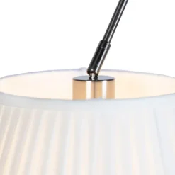 QAZQA Pendelleuchten|Wohnzimmerlampen*Hängelampe mit plissierten Schatten Creme 35 cm - Blitz II Stahl