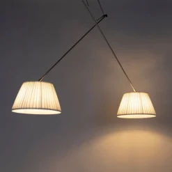 QAZQA Pendelleuchten|Wohnzimmerlampen*Hängelampe mit plissierten Schatten Creme 35 cm - Blitz II Stahl