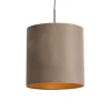 QAZQA Pendelleuchten|Wohnzimmerlampen*Hängelampe mit Samtschirm taupe mit Gold 40 cm - Combi