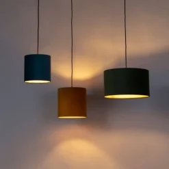 QAZQA Pendelleuchten|Wohnzimmerlampen*Hängelampe mit Samttönen von Grün, Gelb und Blau - Cava