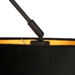 QAZQA Schlafzimmerlampen|Küchenlampen*Hängelampe mit Veloursschirm schwarz mit Gold 35 cm - Blitz I schwarz