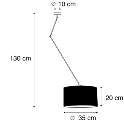 QAZQA Schlafzimmerlampen|Küchenlampen*Hängelampe mit Veloursschirm schwarz mit Gold 35 cm - Blitz I schwarz