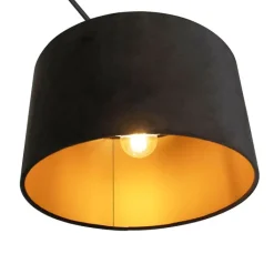 QAZQA Schlafzimmerlampen|Küchenlampen*Hängelampe mit Veloursschirm schwarz mit Gold 35 cm - Blitz I schwarz