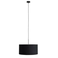 QAZQA Pendelleuchten|Wohnzimmerlampen*Hängelampe mit Veloursschirm schwarz mit Gold 50 cm - Combi