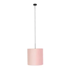 QAZQA Pendelleuchten|Wohnzimmerlampen*Hängelampe mit Veloursschirm rosa mit Gold 40 cm - Combi