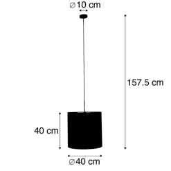 QAZQA Pendelleuchten|Wohnzimmerlampen*Hängelampe mit Veloursschirm schwarz mit Gold 40 cm - Combi