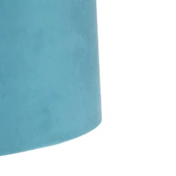 QAZQA Pendelleuchten|Wohnzimmerlampen*Hängelampe mit Veloursschirm blau mit Gold 35 cm - Blitz I schwarz