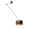 QAZQA Pendelleuchten|Wohnzimmerlampen*Hängelampe mit Veloursschirm Blumen mit Gold 35 cm - Blitz I schwarz