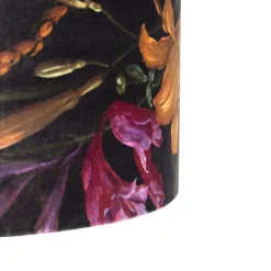 QAZQA Pendelleuchten|Wohnzimmerlampen*Hängelampe mit Veloursschirm Blumen mit Gold 35 cm - Blitz I schwarz