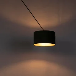 QAZQA Pendelleuchten|Wohnzimmerlampen*Hängelampe mit Veloursschirm grün mit Gold 35 cm - Blitz I schwarz