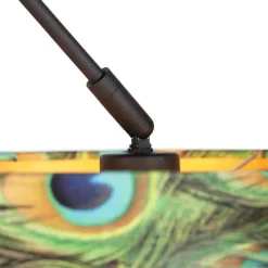 QAZQA Pendelleuchten|Wohnzimmerlampen*Hängelampe mit Veloursschirm Pfau mit Gold 35 cm - Blitz I schwarz