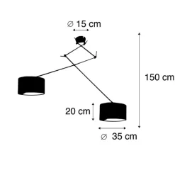 QAZQA Pendelleuchten|Wohnzimmerlampen*Hängelampe mit Veloursschirmen schwarz mit Gold 35 cm - Blitz II schwarz