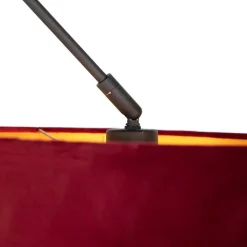 QAZQA Pendelleuchten|Wohnzimmerlampen*Hängelampe mit Veloursschirm rot mit Gold 35 cm - Blitz I schwarz