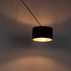 QAZQA Pendelleuchten|Wohnzimmerlampen*Hängelampe mit Veloursschirm rot mit Gold 35 cm - Blitz I schwarz