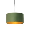QAZQA Pendelleuchten|Wohnzimmerlampen*Hängelampe mit Veloursschirm grün mit Gold 50 cm - Combi