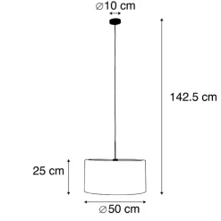 QAZQA Pendelleuchten|Wohnzimmerlampen*Hängelampe mit Veloursschirm grün mit Gold 50 cm - Combi
