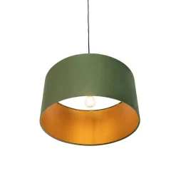 QAZQA Pendelleuchten|Wohnzimmerlampen*Hängelampe mit Veloursschirm grün mit Gold 50 cm - Combi