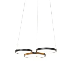 QAZQA Led-Pendelleuchten|Pendelleuchten*Hängelampe schwarz inkl. LED 3-Stufen dimmbar 3-flammig - Rondas