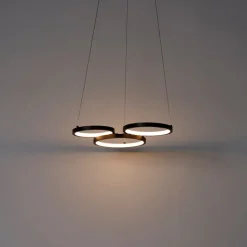 QAZQA Led-Pendelleuchten|Pendelleuchten*Hängelampe schwarz inkl. LED 3-Stufen dimmbar 3-flammig - Rondas