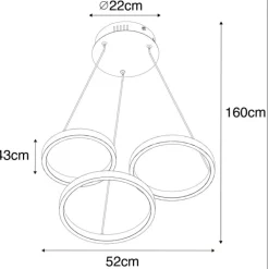 QAZQA Led-Pendelleuchten|Pendelleuchten*Hängelampe schwarz inkl. LED 3-Stufen dimmbar 3-flammig - Rondas