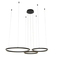 QAZQA Schlafzimmerlampen|Küchenlampen*Hängelampe schwarz inkl. LED 3-stufig dimmbar 3-flammig - Anello