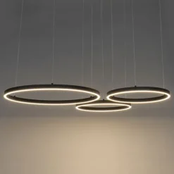 QAZQA Schlafzimmerlampen|Küchenlampen*Hängelampe schwarz inkl. LED 3-stufig dimmbar 3-flammig - Anello