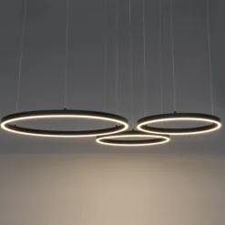 QAZQA Schlafzimmerlampen|Küchenlampen*Hängelampe schwarz inkl. LED 3-stufig dimmbar 3-flammig - Anello