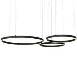 QAZQA Schlafzimmerlampen|Küchenlampen*Hängelampe schwarz inkl. LED 3-stufig dimmbar 3-flammig - Anello