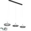 QAZQA Schlafzimmerlampen|Küchenlampen*Hängelampe schwarz länglich inkl. LED 3-stufig dimmbar 3-Licht - Lyani