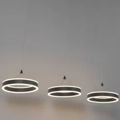 QAZQA Schlafzimmerlampen|Küchenlampen*Hängelampe schwarz länglich inkl. LED 3-stufig dimmbar 3-Licht - Lyani