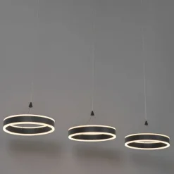 QAZQA Schlafzimmerlampen|Küchenlampen*Hängelampe schwarz länglich inkl. LED 3-stufig dimmbar 3-Licht - Lyani