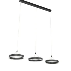 QAZQA Schlafzimmerlampen|Küchenlampen*Hängelampe schwarz länglich inkl. LED 3-stufig dimmbar 3-Licht - Lyani