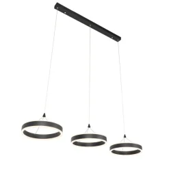 QAZQA Schlafzimmerlampen|Küchenlampen*Hängelampe schwarz länglich inkl. LED 3-stufig dimmbar 3-Licht - Lyani