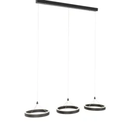 QAZQA Schlafzimmerlampen|Küchenlampen*Hängelampe schwarz länglich inkl. LED 3-stufig dimmbar 3-Licht - Lyani