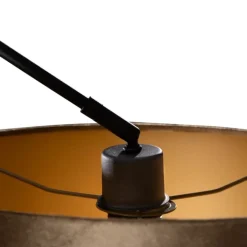 QAZQA Pendelleuchten|Wohnzimmerlampen*Hängelampe Schwarz mit bronzefarbenem Samtschirm 35cm - Blitz