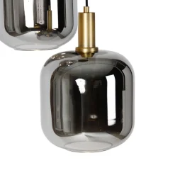 QAZQA Schlafzimmerlampen|Küchenlampen*Hängelampe schwarz mit Gold und Rauchglas inkl. 3 PUCC - Zuzanna