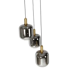 QAZQA Schlafzimmerlampen|Küchenlampen*Hängelampe schwarz mit Gold und Rauchglas inkl. 3 PUCC - Zuzanna