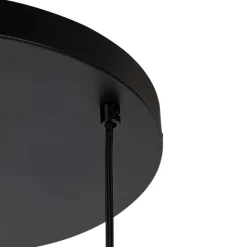 QAZQA Pendelleuchten|Wohnzimmerlampen*Hängelampe schwarz mit Gold und Rauchglas, 3-flammig, rund – Kyan