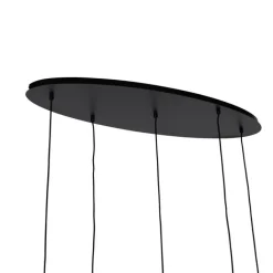 QAZQA Pendelleuchten|Esszimmerlampen*Hängelampe schwarz mit Gold und Rauchglas oval 5-flammig – Zuzanna