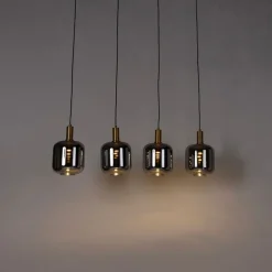 QAZQA Pendelleuchten|Wohnzimmerlampen*Hängelampe schwarz mit Gold und Rauchglas inkl. 4 PUCC - Zuzanna