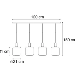 QAZQA Pendelleuchten|Wohnzimmerlampen*Hängelampe schwarz mit Gold und Rauchglas inkl. 4 PUCC - Zuzanna