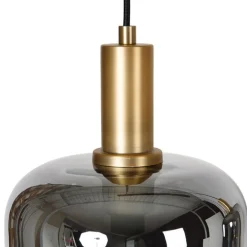 QAZQA Pendelleuchten|Wohnzimmerlampen*Hängelampe schwarz mit Gold und Rauchglas inkl. 4 PUCC - Zuzanna