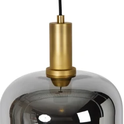 QAZQA Pendelleuchten|Wohnzimmerlampen*Hängelampe schwarz mit Gold und Rauchglas inkl. PUCC - Zuzanna