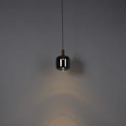 QAZQA Pendelleuchten|Wohnzimmerlampen*Hängelampe schwarz mit Gold und Rauchglas inkl. PUCC - Zuzanna