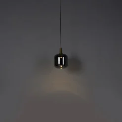 QAZQA Pendelleuchten|Wohnzimmerlampen*Hängelampe schwarz mit Gold und Rauchglas inkl. PUCC - Zuzanna