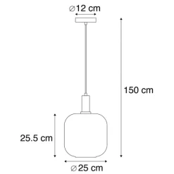 QAZQA Pendelleuchten|Wohnzimmerlampen*Hängelampe schwarz mit Gold und Rauchglas inkl. PUCC - Zuzanna